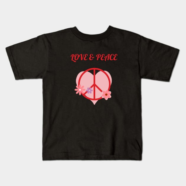 LOVE & PEACE Kids T-Shirt by zzzozzo